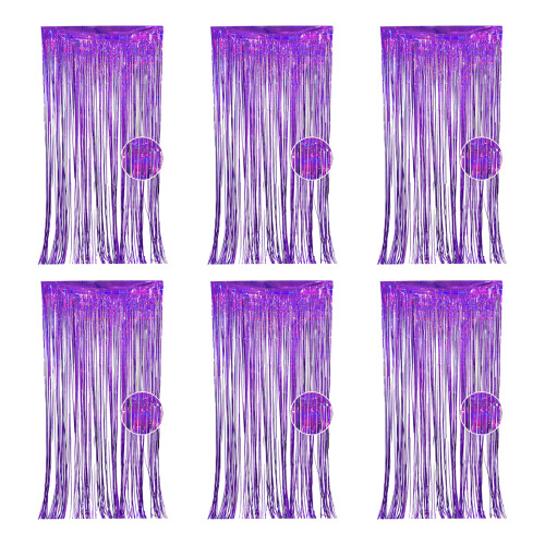6PCS Plastic Rain Door Curtains For Stage Background-Purple