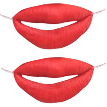 Fake Lips Prop with String, Bright Red Latex Funny Costume Accessory for Parties and Pranks