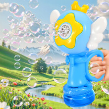 Bubble Machine for Kids with Dual Output and LED Lights, Rechargeable Leak Resistant Blue Toy for Outdoor Parties