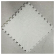 White and Red Interlocking Carpet Tiles Plush Foam Floor Mats Set for Living Room Bedroom 16pcs
