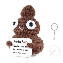 Funny Gag Gift Handmade Crochet Poop Toy with Keychain and Desk Decor for Adults in Gift Box