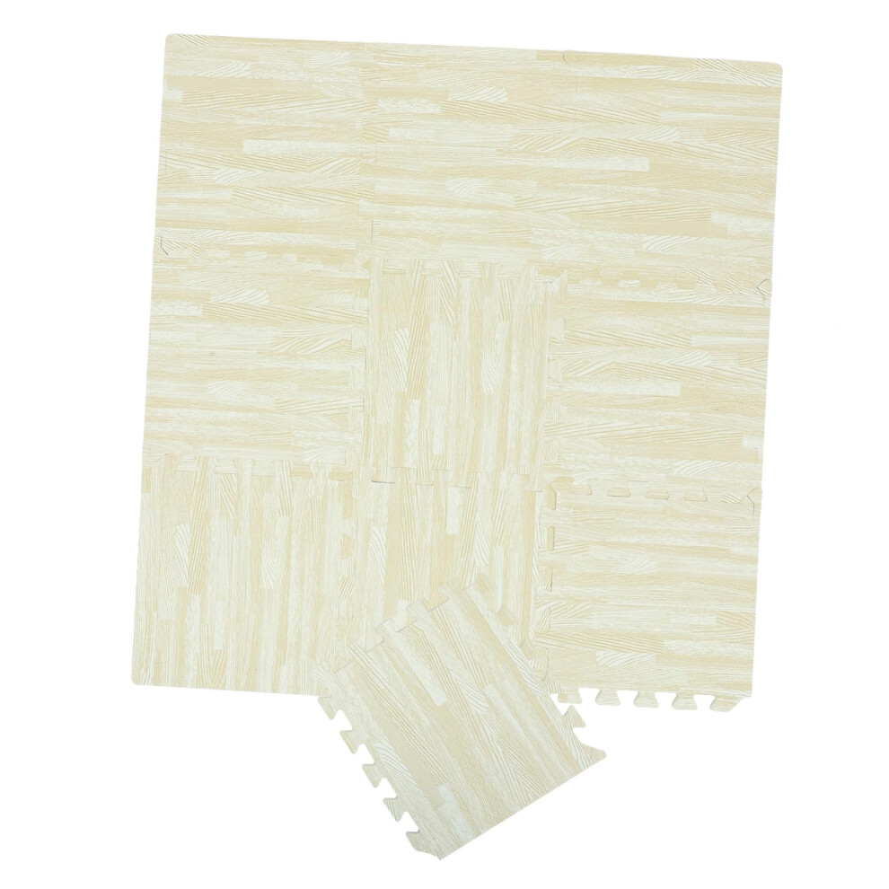 Foam Play Mat 10Piece Interlocking Eva Floor Tiles Soft Cushioned Wood 30X30x1cm For Kids Grain