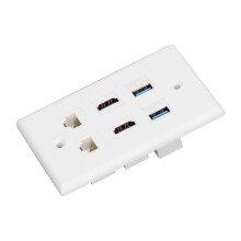6-Ports-Wandplatte mit HDMI, USB 3.0, CAT6 für HDTV, Beamer & PC