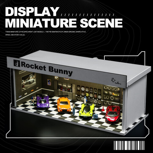 Car Display Case with Lights, Stackable 1/64 Diecast Storage Box Urban Graffiti 2