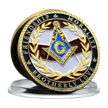 Masonic Challenge Coin Military Veteran DualSided Design Brotherhood Courage Commemorative Gift