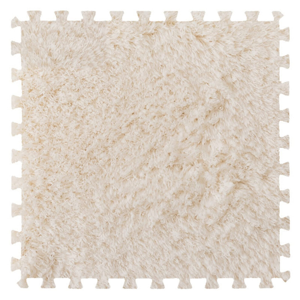 Interlocking Foam Floor Mats Plush Cushioned Puzzle Tiles 16Pcs 12X12 For Living Room Bedroom Playroom Beige