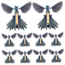 Flying Hummingbird Toy Rubber Band Powered Blue Wind Up Bird Party Favors 10pcs