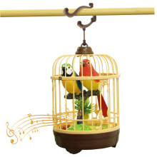 Talking Parrot Toy with Realistic Moving Beak, Battery Operated Singing Bird in Cage Desk Decor
