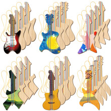 24 Pcs DIY Wooden and Bamboo Guitar Cutouts for Kids Painting Crafts Parties 12x6.5 Inches