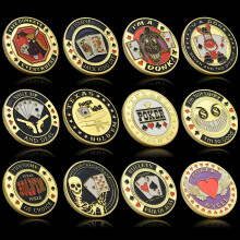Set of 12 Gold Plated Poker Card Guard Coins, Durable Metal Casino Protector for Texas Holdem