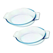 2 Items Small Elliptical Glass Cooking Dishes For Oven-S