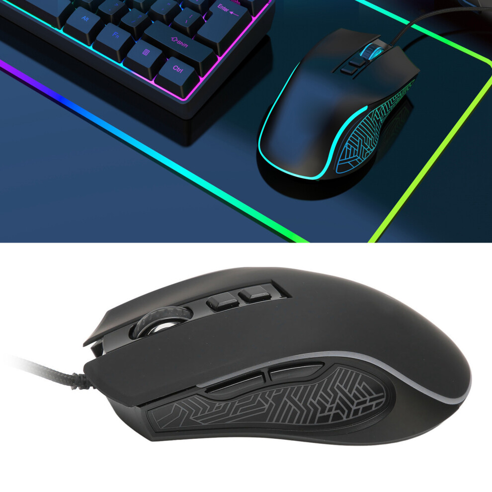 Usb2.0 Gaming Mouse Rgb Backlit 1200-3600 Dpi Optical Ergonomic Black 9481390189963