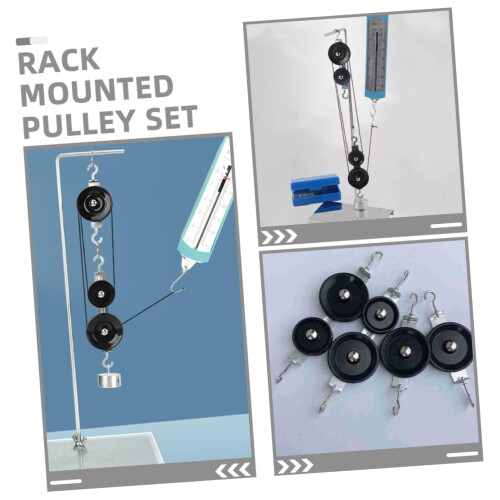 Physics Pulley Kit for Student Mechanics Experiments, Educational Set with Single and Double Pulleys 2