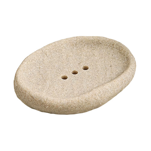 Creative Bathroom Soap Dish with Simple Tray-Beige Oval