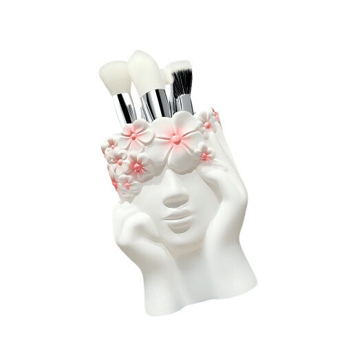 Make-up-Pinsel-Aufbewahrungsbehälter mit-schüchternes Mädchen