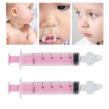 2 Pezzi di Aspiratori Nasali per Neonati da 10ML Rosa con Testine in Silicone per Pulizia del Naso dei Neonati