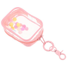 Clear PVC Pouch with Keychain for Mini Figure Display, Dual Zipper, TravelFriendly Organizer
