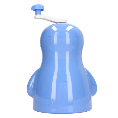 Blue ABS Penguin-Shaped Manual Shaved Ice Machine, 31cm, Portable 2