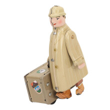 Vintage Wind Up Toy Walking Tin Traveler Figurine, Collectible Retro Tinplate Decor for Home and Bar