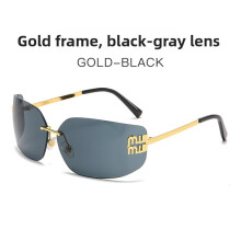 (Gray)Schicke Metall-Sonnenbrille im geometrischen Stil mit PC-Gläsern für Freizeitkleidung Autofahren und