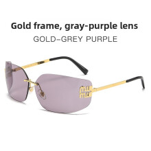 (Purple)Schicke Metall-Sonnenbrille im geometrischen Stil mit PC-Gläsern für Freizeitkleidung Autofahren und