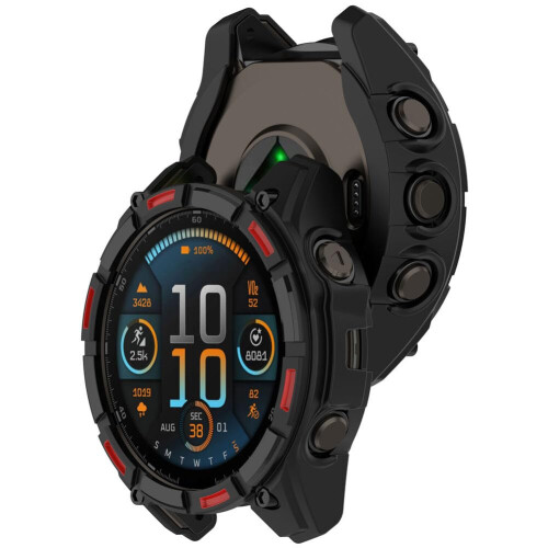 51MM Case with Shockproof ScratchResistant TwoTone Shell Black Red for Garmin Quatix 8 2