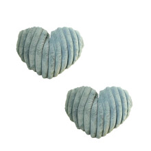 Set of 2 Valentines Ribbed Heart Shape Throw Pillow-Blue