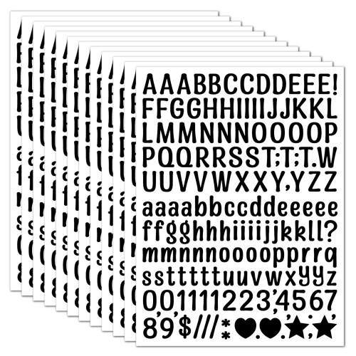 Pack of 5 Waterproof Letter Sticker for Projects Smooth-PZ38