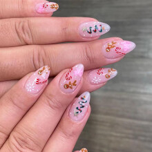 Christmas Press On Nails Set Medium Almond Pink Fake Nails with Festive Holiday Designs SalonQuality Finish 24Pcs