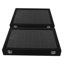 2Pcs Rock Display Case PU Leather Crystal Organizer with Dust Humidity Protection and Detachable Compartments