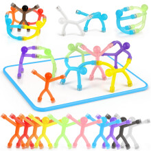 24PCS Magnetic People Toys Set with Whiteboard, 360 Bendable Magnet Men Figures for Kids and Classroom
