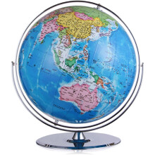 Clear Bilingual World Globe with 720 Rotation, HD Printed Map, 42cm Stainless Steel Base