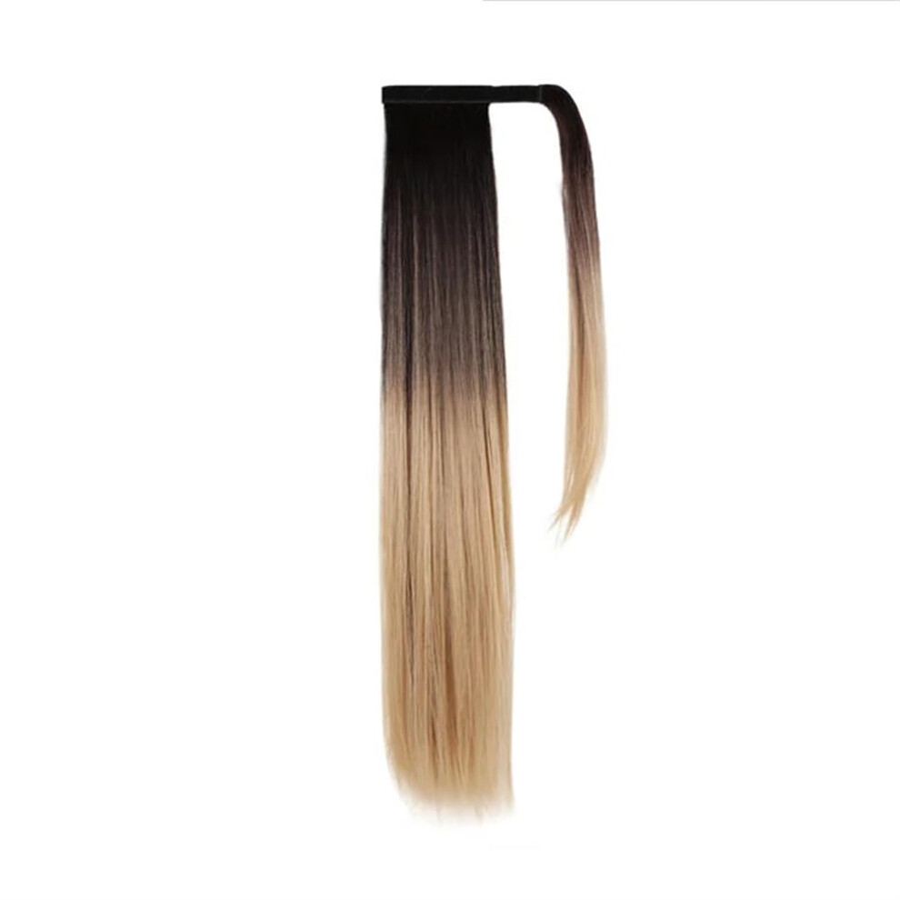 Unisex Blonde Wrap Around Clip In Ponytail Extension Synthetic Wig Heat Resistant Fiber Natural Look Nmw0022