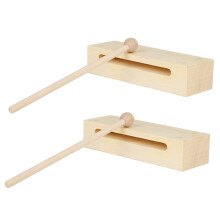 2 Sets Double Tone Wood Block Percussion Instrument with Mallets for Music Class and Performance