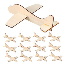 15pcs Wooden Airplane Model Kit DIY Painting Ready Safe Natural Wood Planes for Kids and Home Decoration