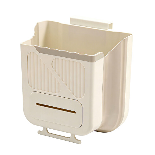 Wall Mounted Folding Garbage Bin with Large Capacity-White 2