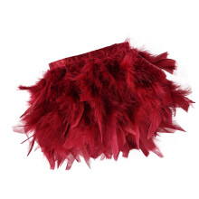 2M Trimmable Turkey Plume Fringe For Costume Designs And-Red 5m