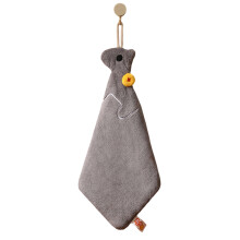 Prosperity Theme Velvet Fleece Kitchen Towel With Cute-grey