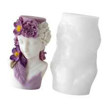 Flower Girl Embossed Cylinder Candle Silicone Mold For Handmade
