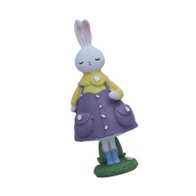 Statue de lapin en résine faite à la main en robe-Violet