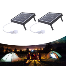 2 Stück 5W Monokristalline Solar-Panel-Kit mit USB & LED-Licht – Tragbar im Freien Schwarz