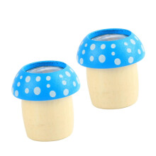 2Pcs Wooden Mushroom Kaleidoscope for Kids, Colorful Visual Educational Toy, Blue Gift Set