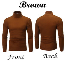 (Brown,M)Pull pull pull homme chaud col haut couleur unie hauts chemises col roulé