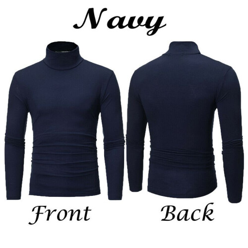 (Navy,3XL)Warmer einfarbiger Herrenpullover mit hohem Kragen Pulli Pulli Oberteile Rollkragenshirts