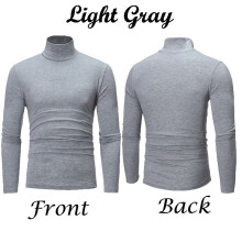 (LightGray,XL)Mens Warm High Neck Solid Color Pullover Jumper Sweater Tops Turtleneck Shirts