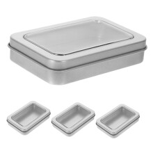 4PCS Metal Playing Card Storage Box with Window, Rectangular Trading Card Holder for Collectors