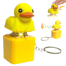USB Rechargeable Duck Fidget Keychain Toy with Quacking Sound and Colorful LED Lights for Stress Relief