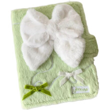 A5 Plush Photocard Binder with Bow, Green Kpop Album with 10 Inserts for Idol Card Collection