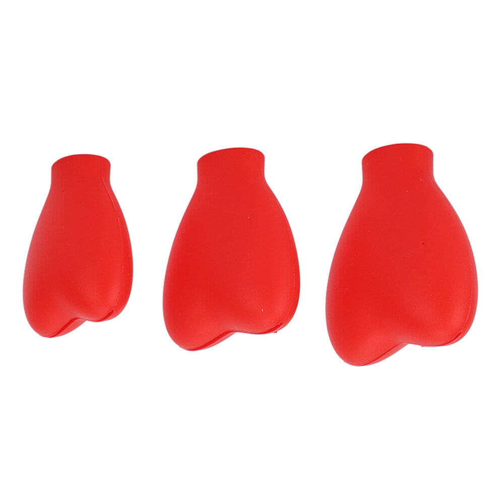 3pcs Reusable Red Silicone Makeup Brush Covers, Dustproof & Travel Friendly