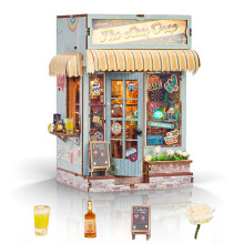 DIY Book Nook Kit with LED Touch Lighting, Wooden Miniature Room Craft for Adults